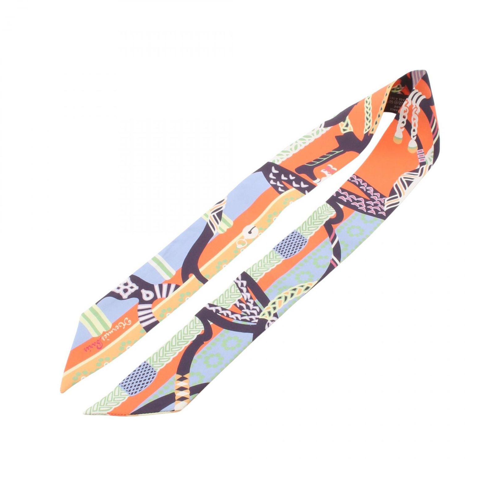 エルメス HERMES スカーフ ツイリー Fantaisie d'Etriers リボン シルク ツイリー レディース Used A