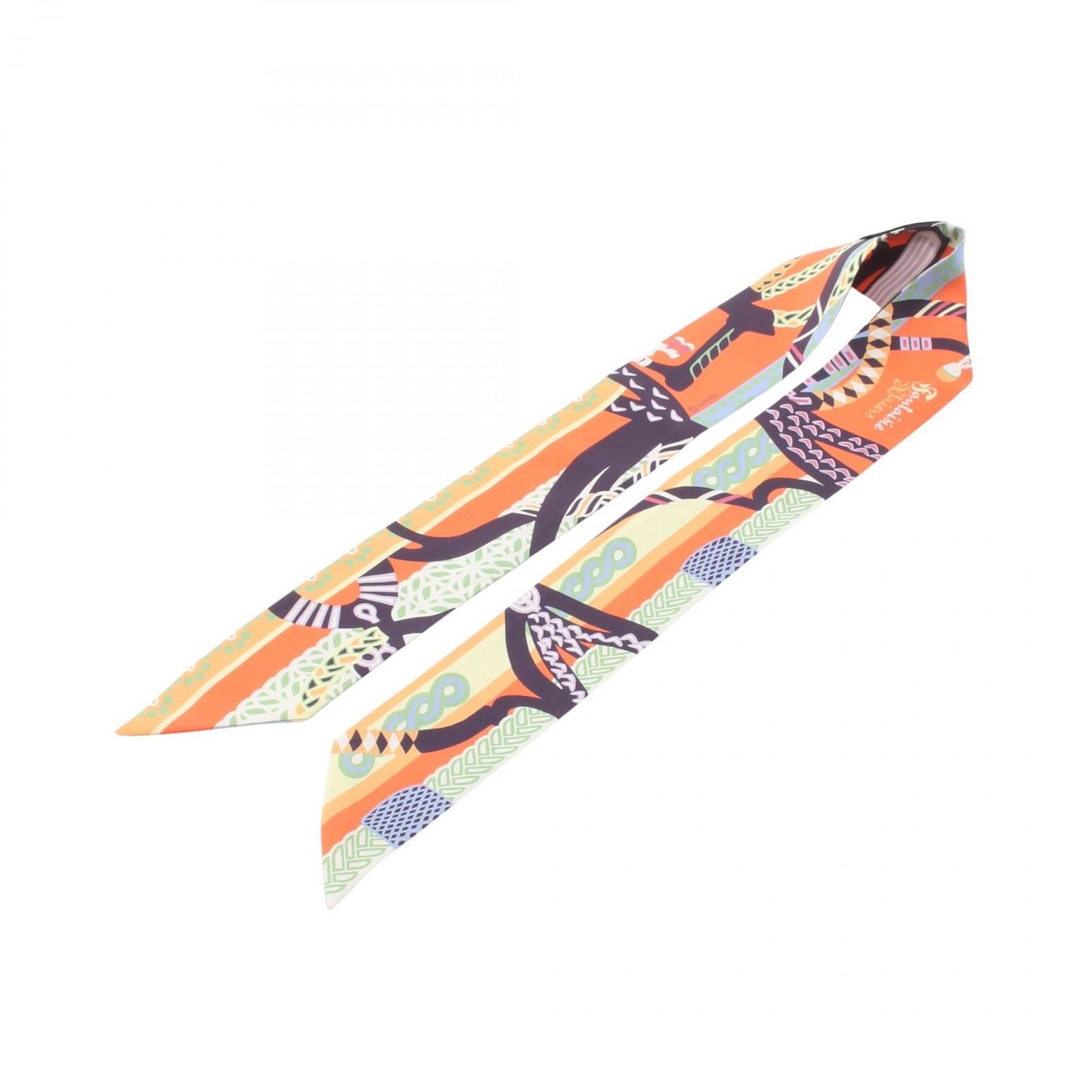 エルメス HERMES スカーフ ツイリー Fantaisie d'Etriers リボン シルク ツイリー レディース Used A