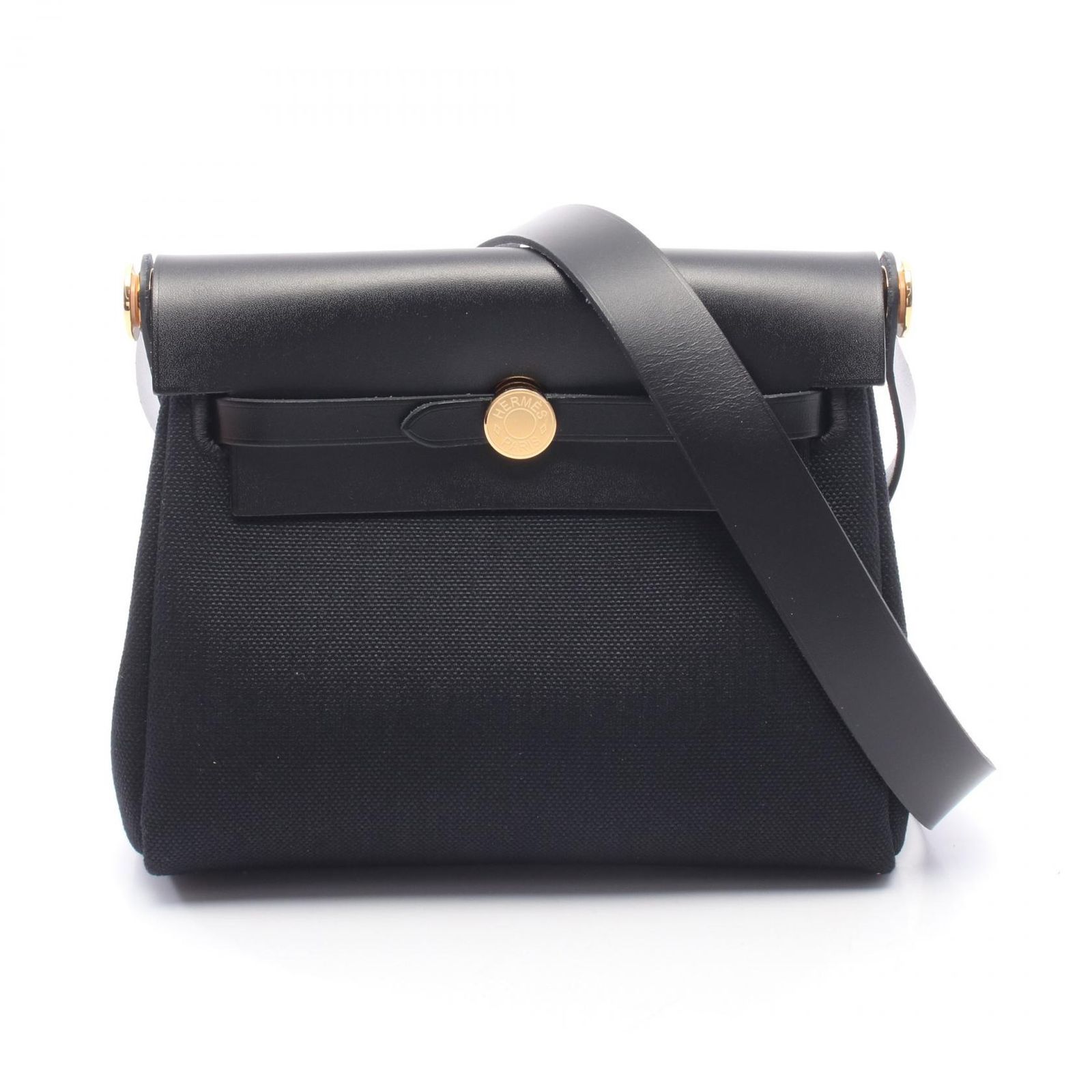 エルメス HERMES ショルダーバッグ エールバッグジップ ミニ 086430CC ブラック キャンバス レザー エールバッグジップ ミニ ブラック レディース Used A