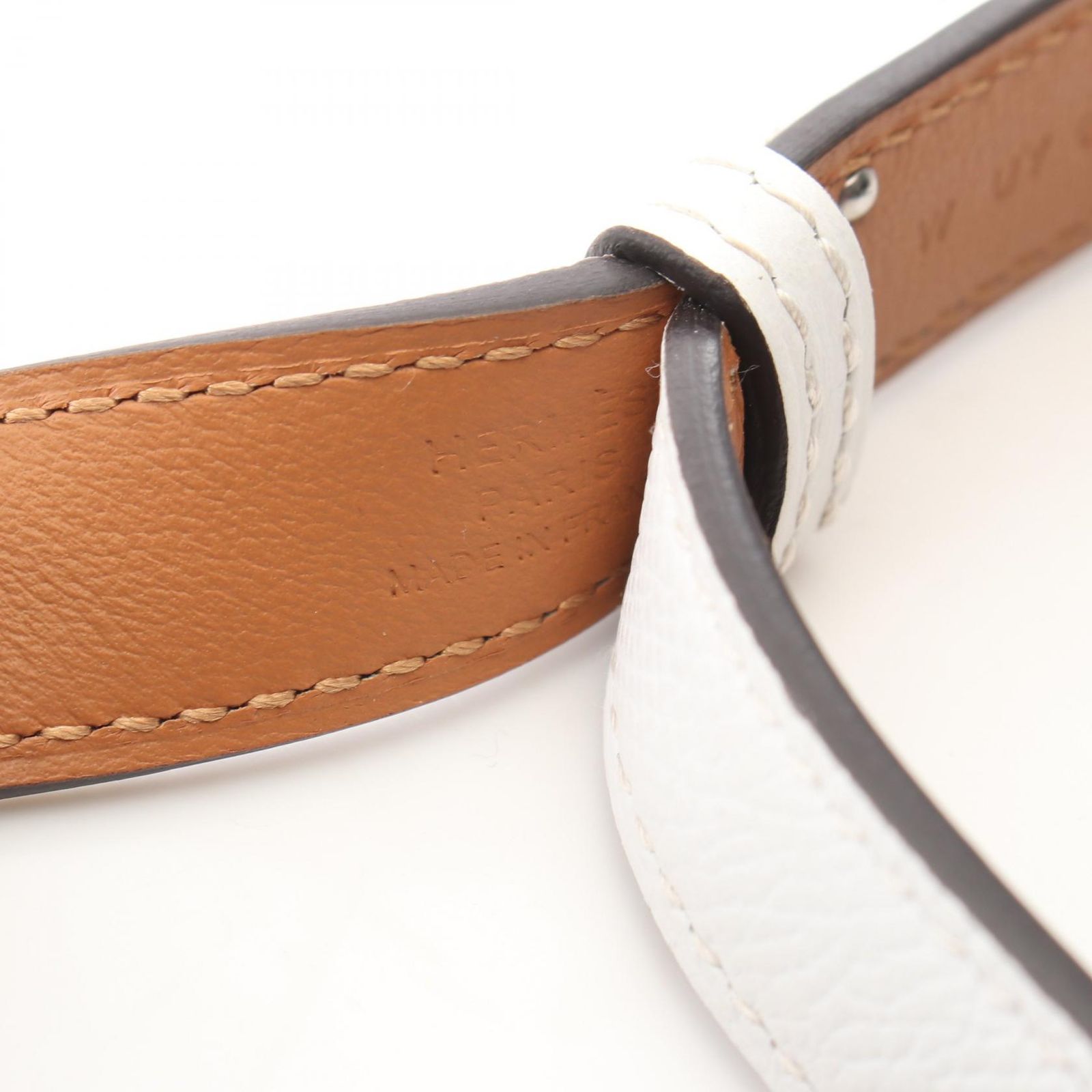 エルメス HERMES ベルト ケリーベルト ホワイト レザー カーフ（牛革