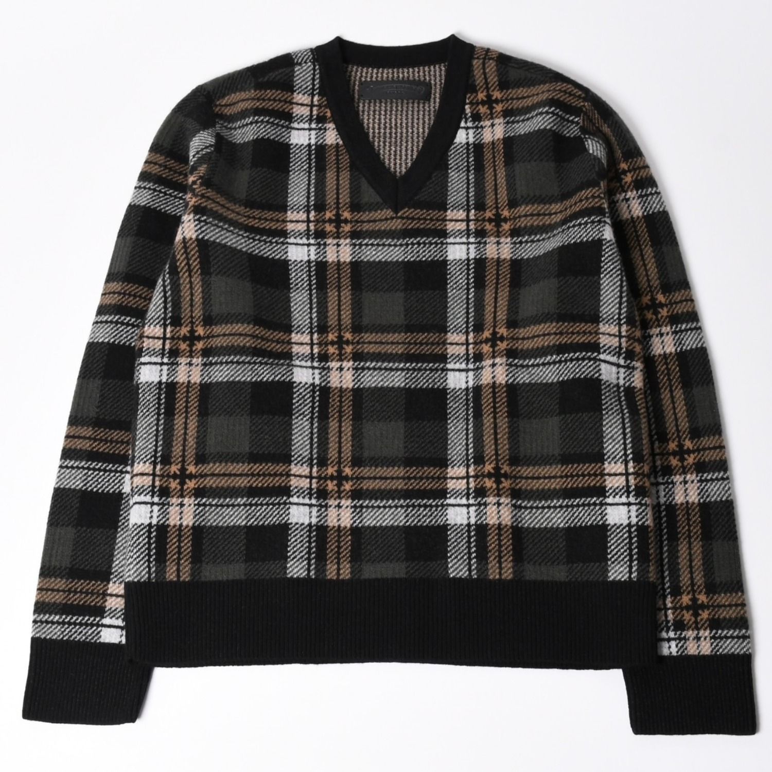 新品未使用 CHROME HEARTS クロムハーツ BIG CITY ビッグシティ ニットセーター サイズM カシミヤ ウール シルバー925 チェック柄 中古 4a002438