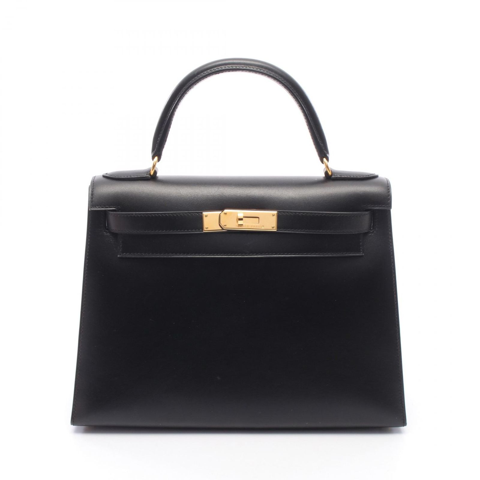 エルメス HERMES ハンドバッグ ケリー28 外縫い 2WAY ブラック カーフ（牛革） ケリー28 ブラック レディース Used A