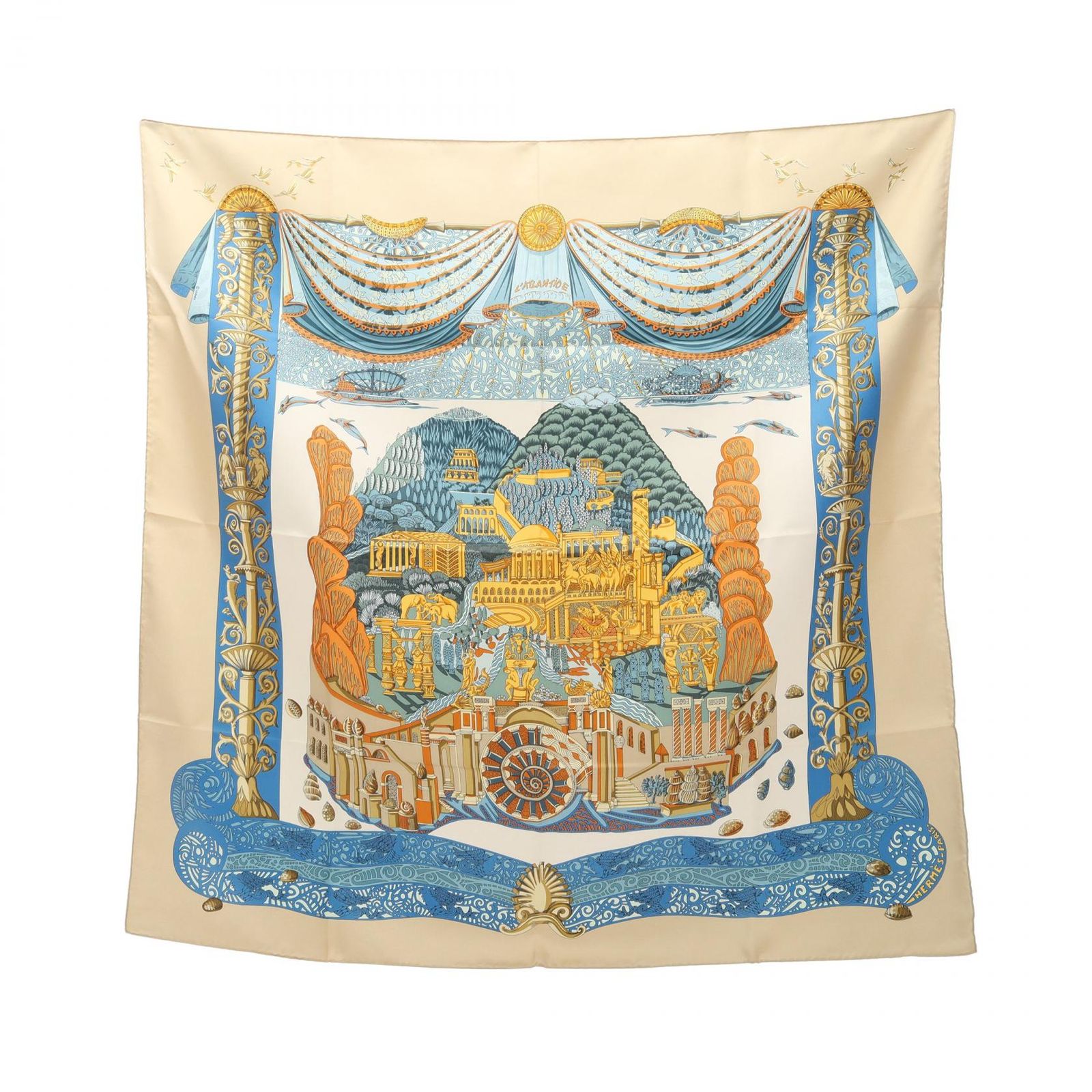 エルメス HERMES スカーフ カレ90 L'ATLANTIDE シルク カレ90 レディース Used A