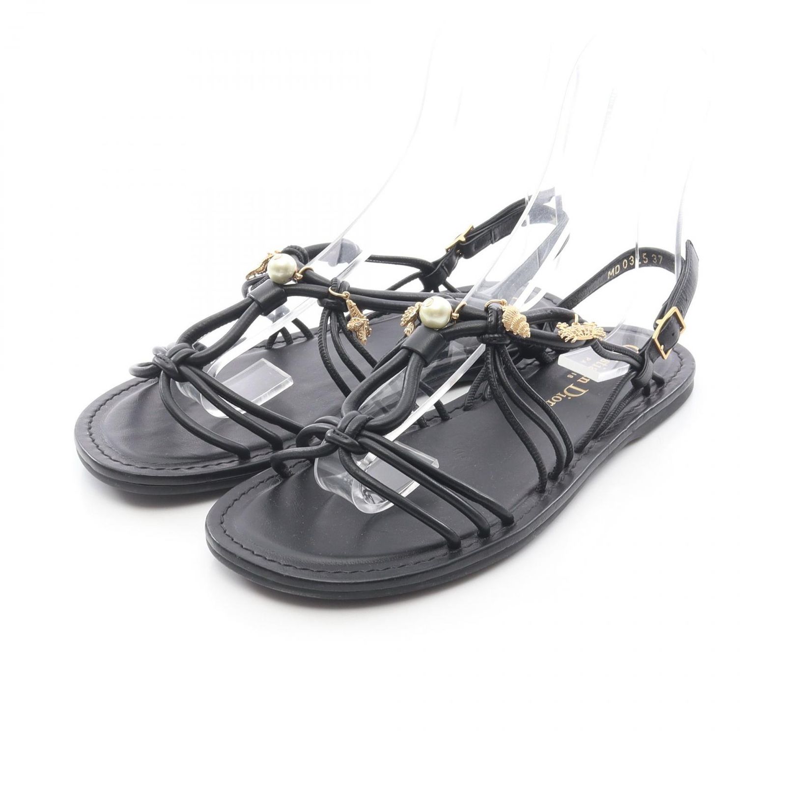 ディオール Dior サンダル CDロゴ チャーム付き レザー サンダル レディース Used A 50,880円