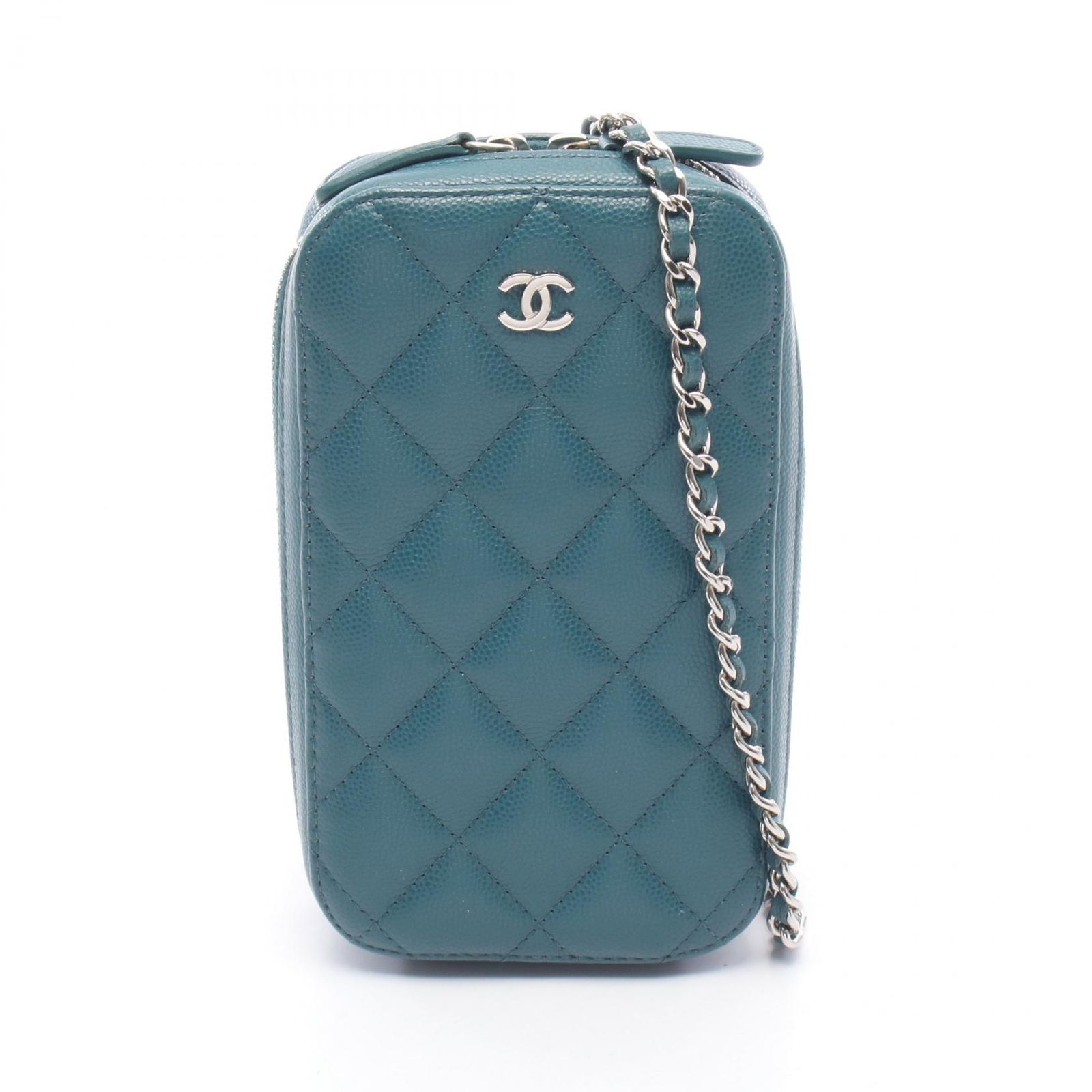 シャネル CHANEL ショルダーバッグ マトラッセ フォンホルダー ブルーグリーン キャビアスキン(グレインドカーフ) マトラッセ フォンホルダー レディース Used A 131,900円