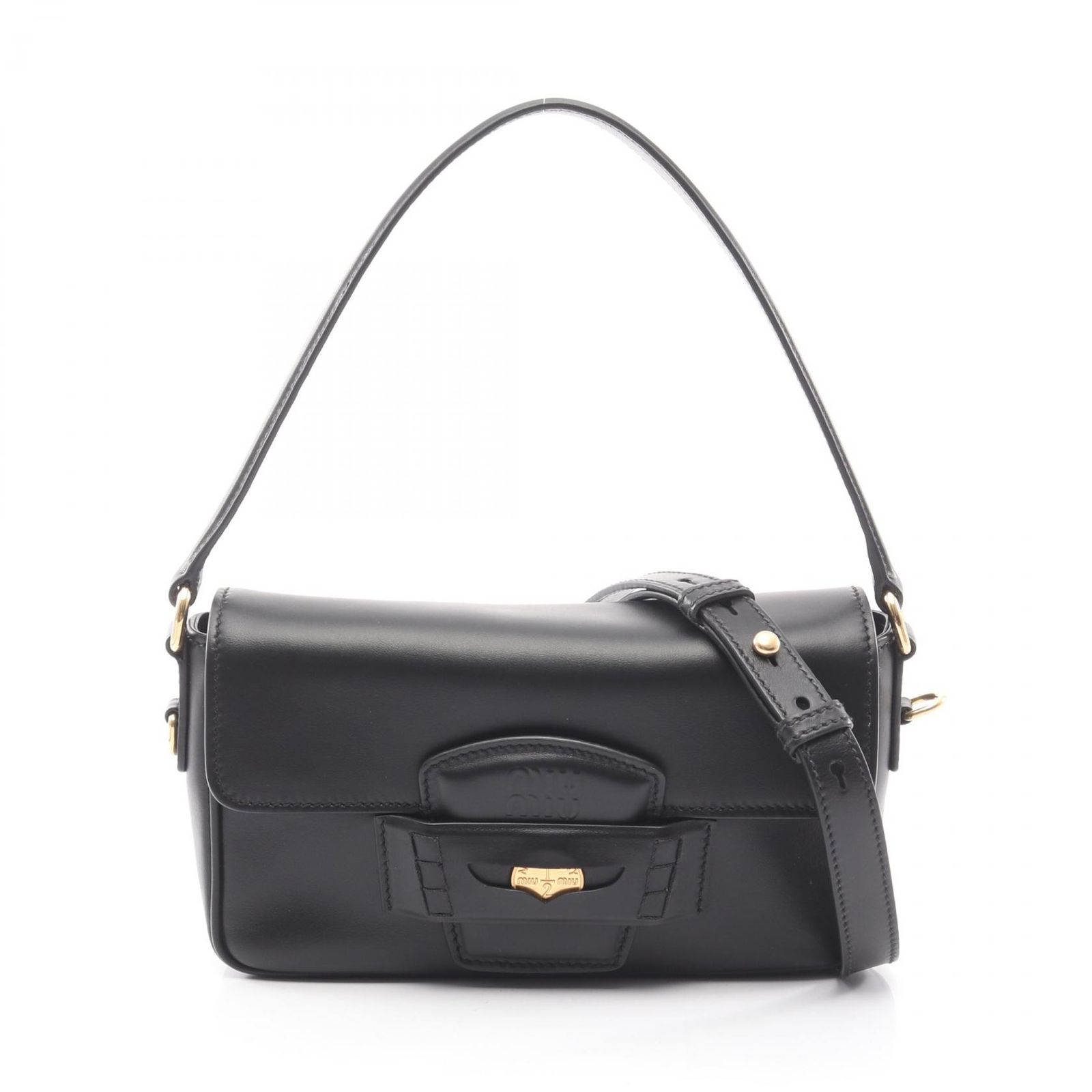 ミュウ ミュウ Miu Miu ハンドバッグ CRM FINE CALF ペニー 5BD270 ブラック レザー CRM FINE CALF ペニー レディース Used A