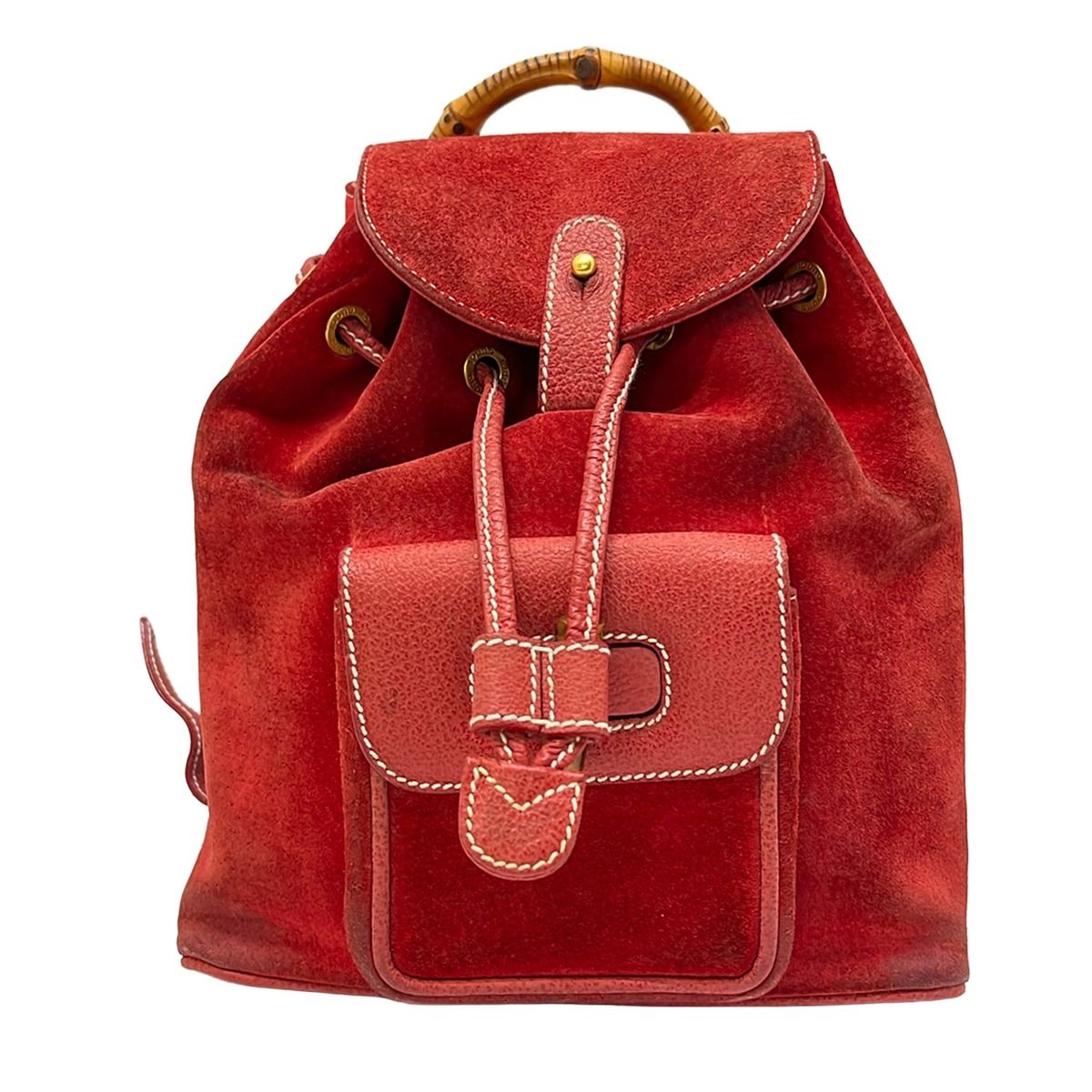 GUCCI(グッチ) リュックサック バンブー レッド レザー