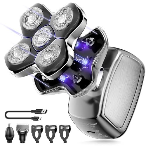 【新品】スキンヘッド用シェーバー バリカン 坊主用 ひげそり メンズ 電動 頭剃り 防水 電気シェーバー 男性用 ヘア 散髪 鼻毛カッター Type-C充電式 コンパクト ハンディ式 水洗い可 マグネット式 お風呂剃り 乾湿両用 LEDディス 9e3d3bf2