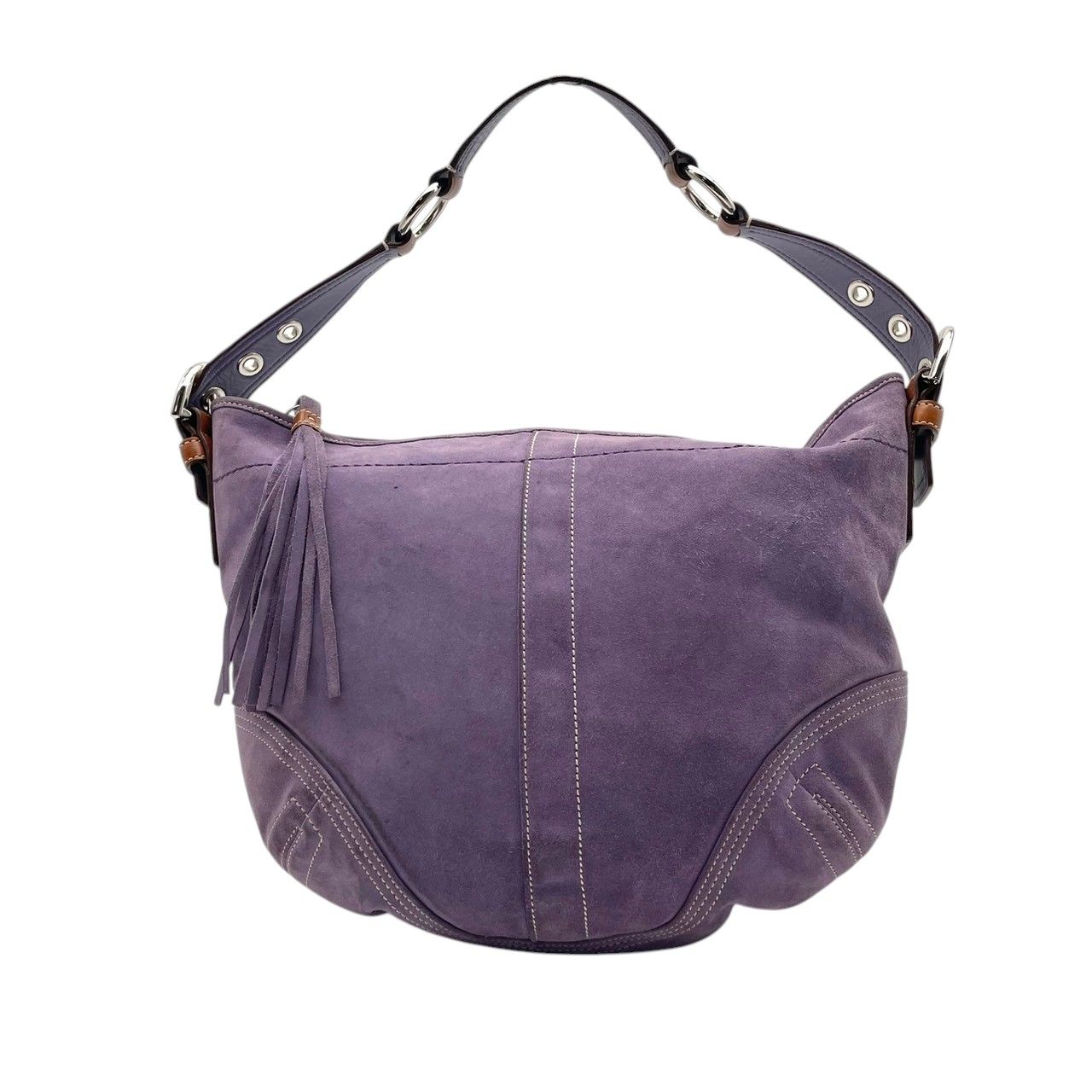 良品 コーチ COACH トートバッグ ショルダーバッグ Y2K vintage スウェード スエード レザー パープル 紫 シルバー金具 肩掛け A4収納 エレガント お出かけ デイリーユース 通勤 通学 レディース 鞄 カバン 8A16 S79