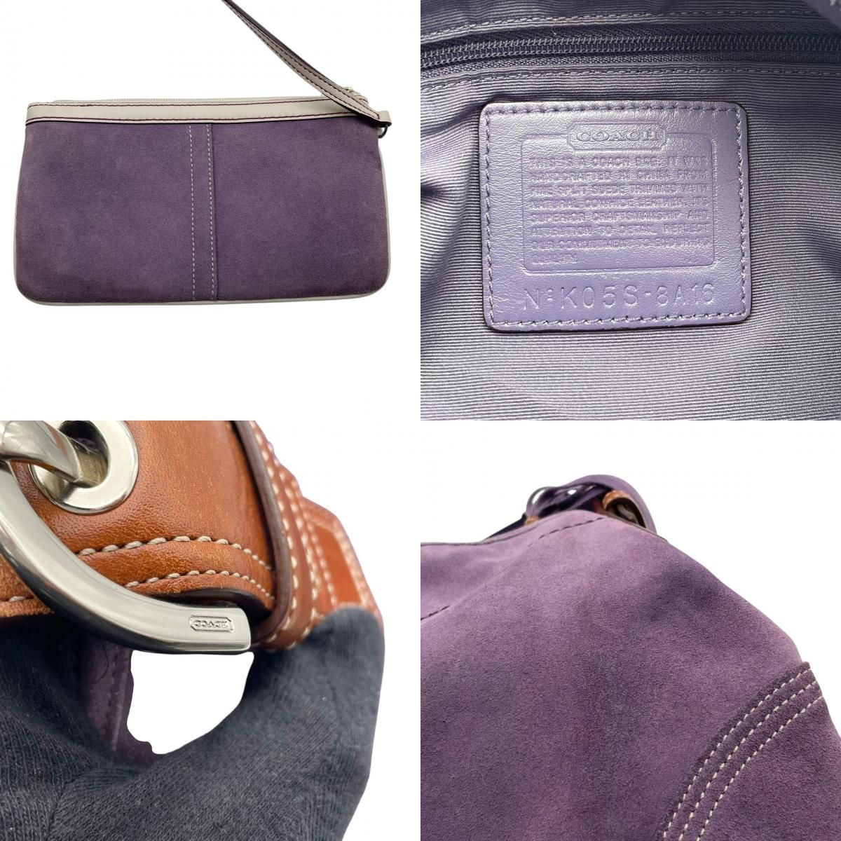 良品 コーチ COACH トートバッグ ショルダーバッグ Y2K vintage スウェード スエード レザー パープル 紫 シルバー金具 肩掛け A4収納 エレガント お出かけ デイリーユース 通勤 通学 レディース 鞄 カバン 8A16 S79