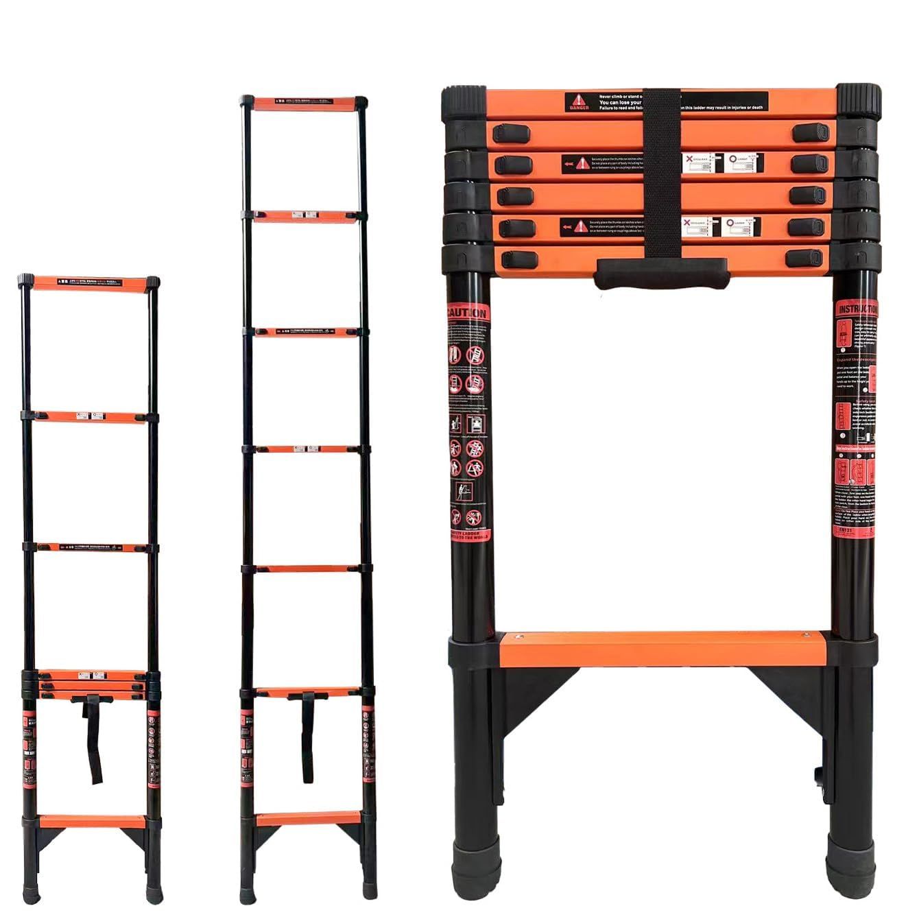 【安全ロック付き・ラクラク収納】clasimple 伸縮はしご 耐荷重150kg スライド式 折りたたみ 安全ロック コンパクト 多機能はしご 持ち運びに便利 軽量 室内 屋外 両用 (2.7m)kk 2ce934ed