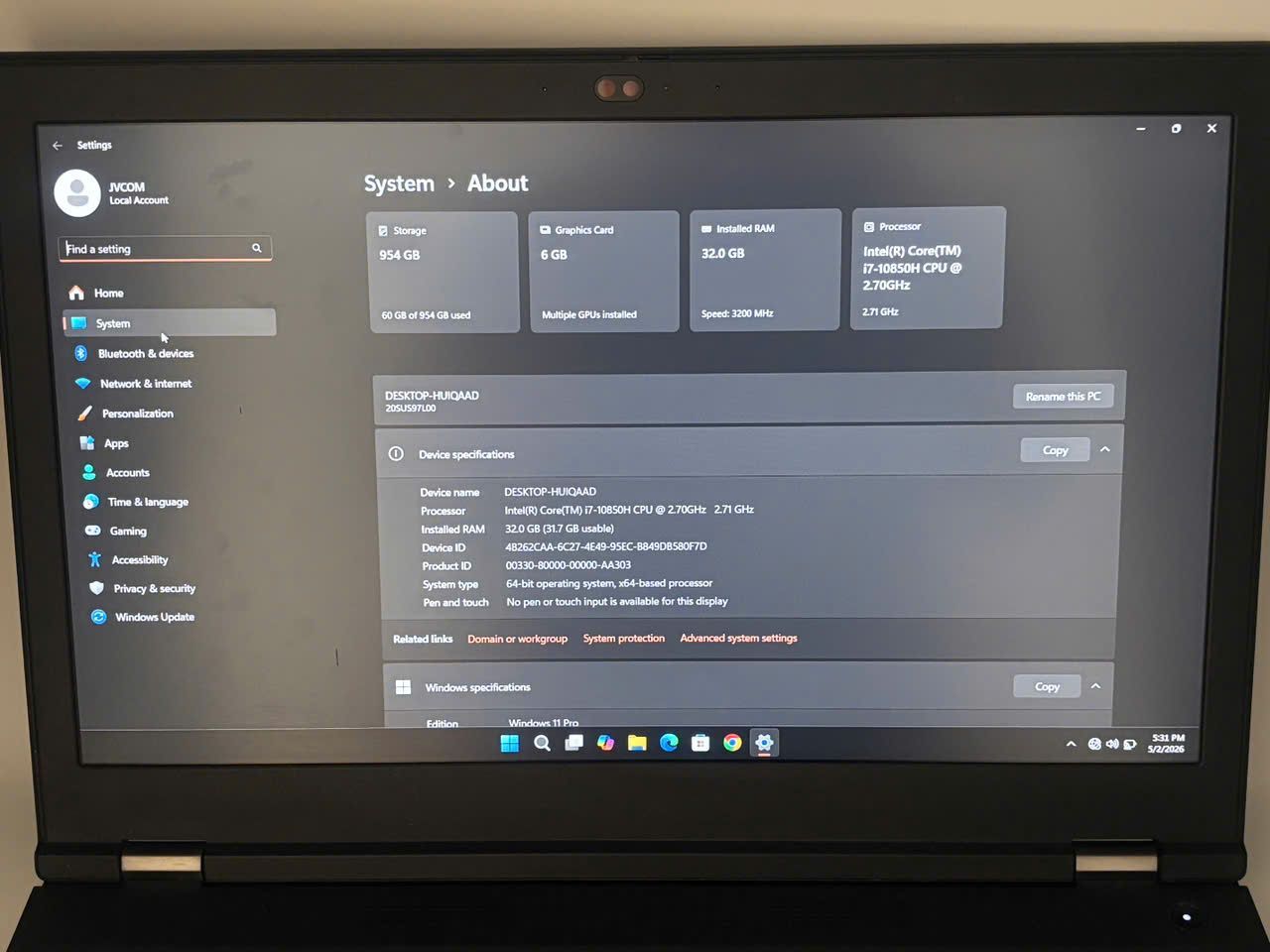 美品 ThinkPad P15 Gen1 i7 RTX3000 32GB/1TB LTE - メルカリ