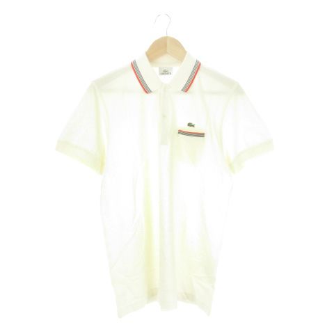 ラコステ LACOSTE ポロシャツ 鹿の子 5 白 アイボリー 半袖 襟付き ストライプ柄 /CK6 ■ECD004