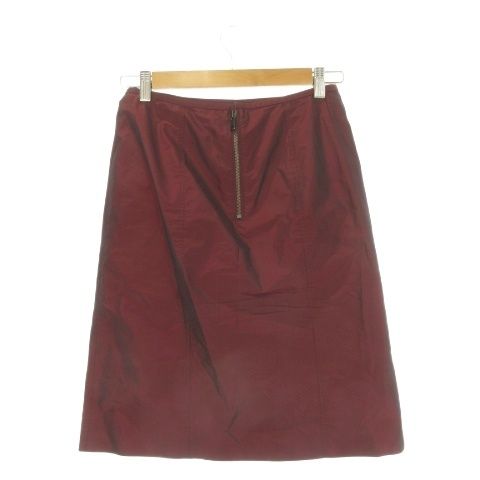 バーバリー ロンドン BURBERRY LONDON スカート 38 ワイン ボルドー 偏光 黒 ブラック 無地 膝丈 ウエストギャザー FX034-935-18 /CK27 ■ECD004