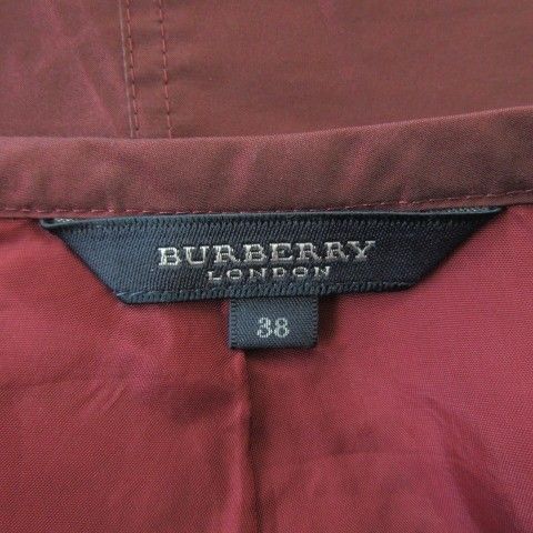 バーバリー ロンドン BURBERRY LONDON スカート 38 ワイン ボルドー 偏光 黒 ブラック 無地 膝丈 ウエストギャザー FX034-935-18 /CK27 ■ECD004