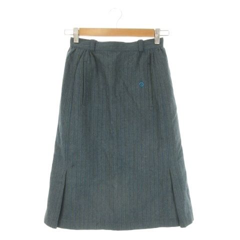 クリスチャンディオール Christian Dior SPORTS スカート M 緑 グリーン ストライプ柄 スリット ロゴ刺繍 /CK26 ■ECD004