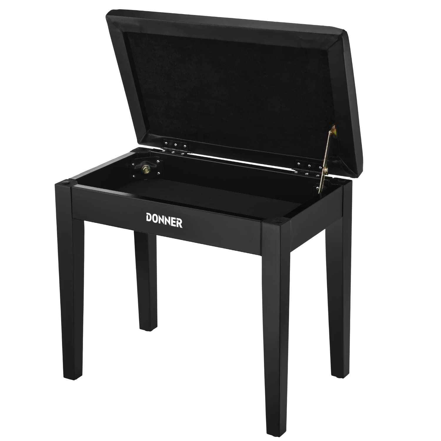 Donner ピアノ椅子 楽譜収納付き 木製 キーボードベンチ ピアノチェア 安定感 座り心地よい 頑丈 滑り止め 140㎏耐荷重 幅50.8cm 奥行30.4cm ブラック