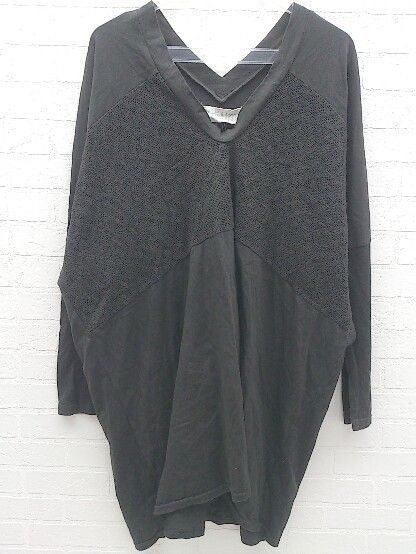 ◇ MidiUmi ミディウミ Vネック ドルマン 長袖 ミニ ワンピース チュニック ブラック * 【1002799797184】