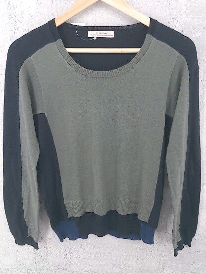 ◇ 1/2 Un-Demi アンドゥミ コットン ニット 長袖 セーター F ブラック カーキ * 【1002799886819】