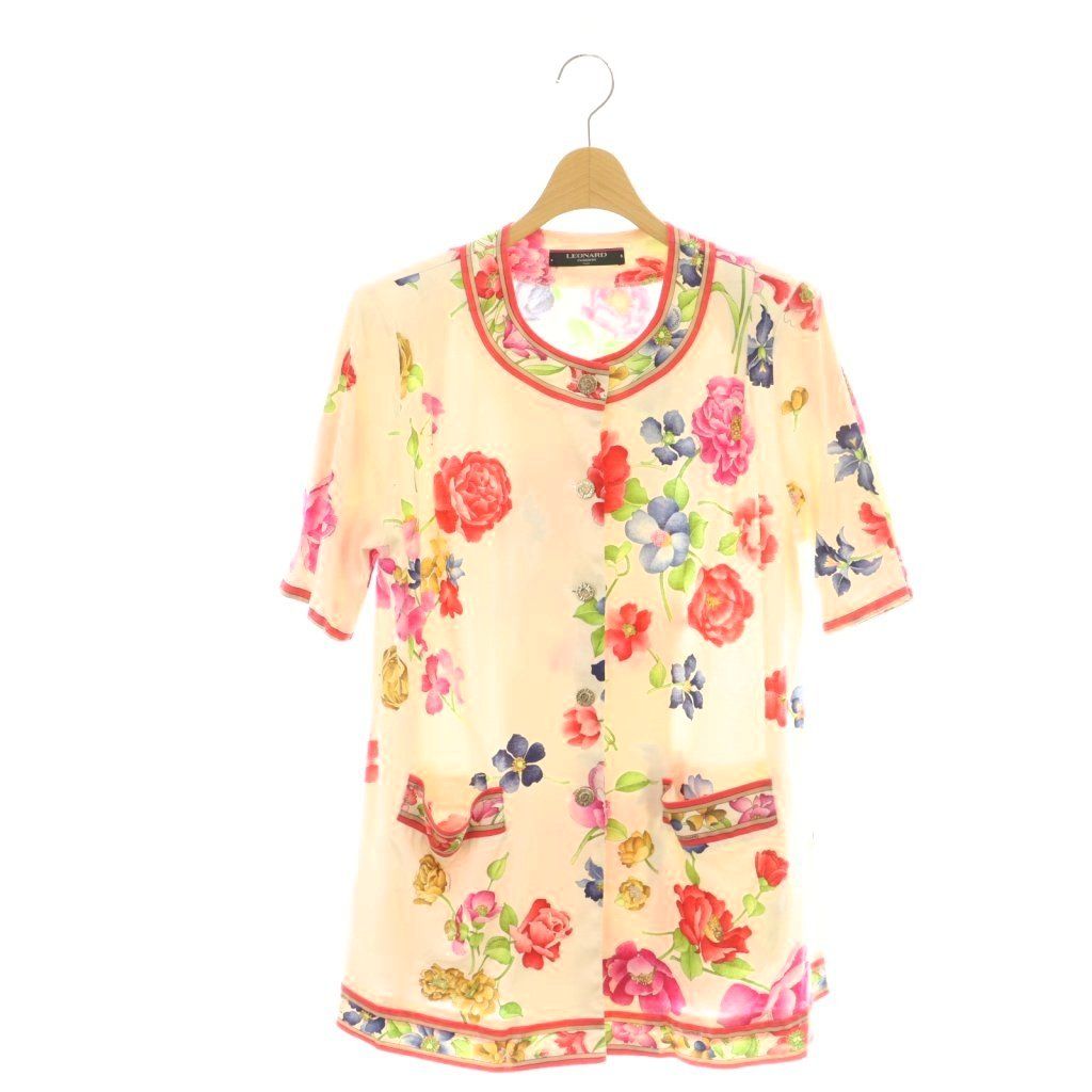 レオナール LEONARD ファッション FASHION カーディガン 半袖 花柄 L