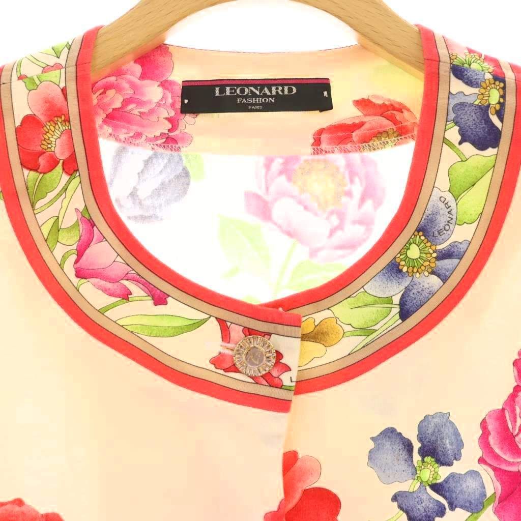 レオナール LEONARD ファッション FASHION カーディガン 半袖 花柄 L