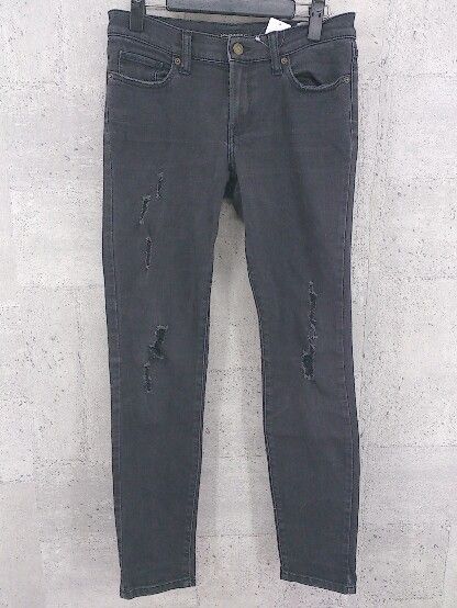 ◇ BANANA REPUBLIC バナナリパブリック ダメージ スキニー ジーンズ デニム パンツ 26/2 ブラック * 【1002799938266】