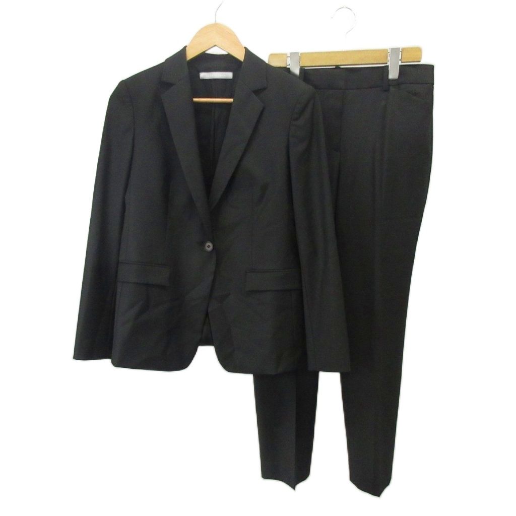 セオリーリュクス theory luxe スーツ ジャケット 40 パンツ 42 黒 ブラック ノッチドラペル シングルブレスト 長袖 /SH ■GY99