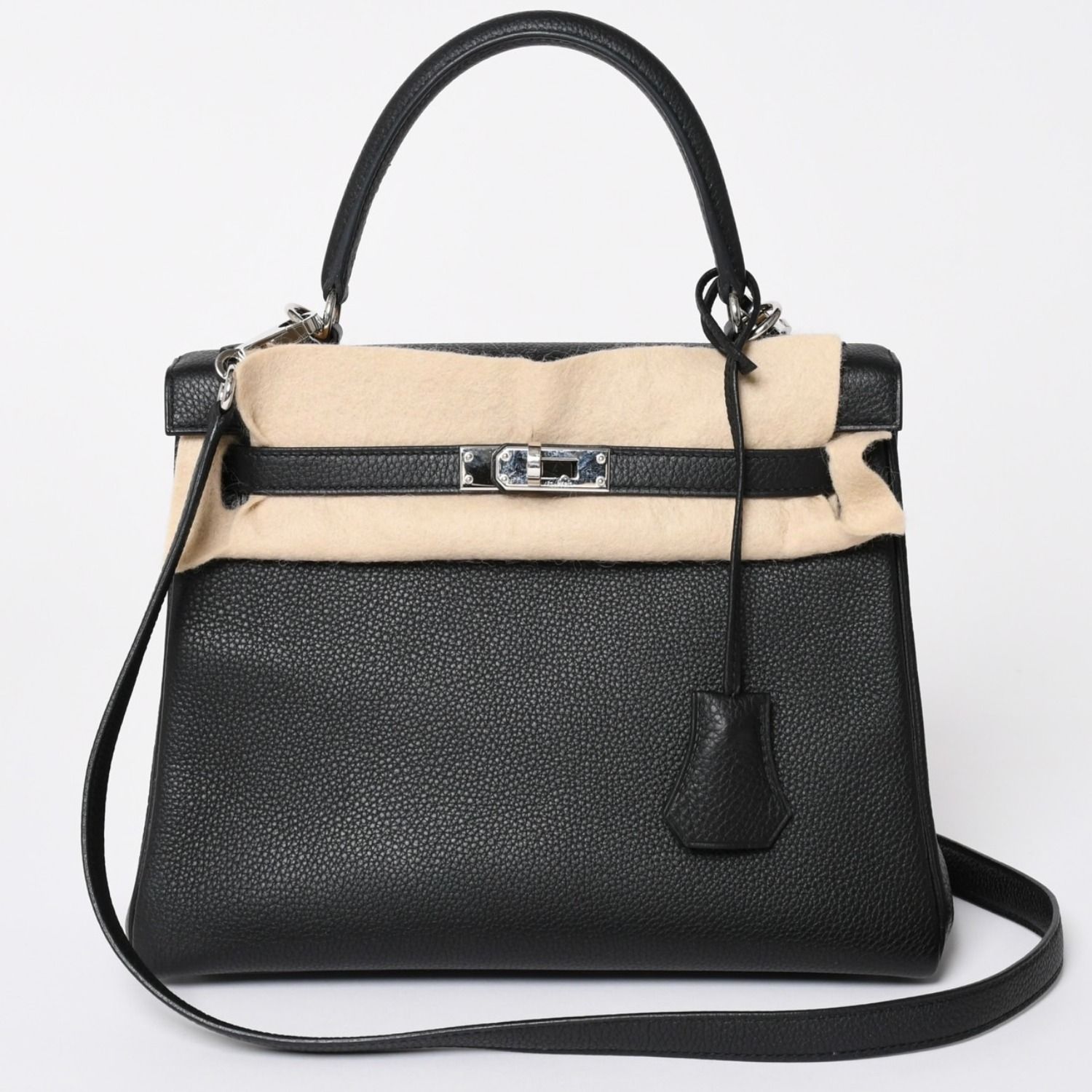 極美品 HERMES エルメス KELLY ケリー 25 2WAY ハンドバッグ 内縫い トゴ ブラック シルバー金具 D刻印 中古 4a001977