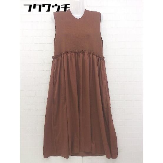 ◇ OSHIMA REI オオシマ レイ 切替 ノースリーブ 膝下丈 ワンピース ブラウン レディース 【中古】 【1108030004742】