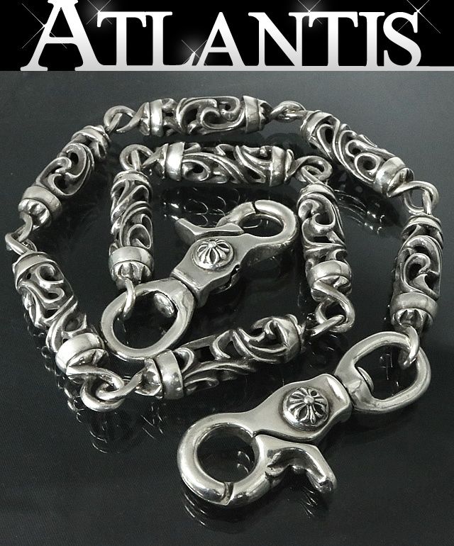CHROME HEARTS 新宿店 クロムハーツ 2クリップ フローラル ローラー ウォレットチェーン 9リンク メンズ シルバー SV925 31083