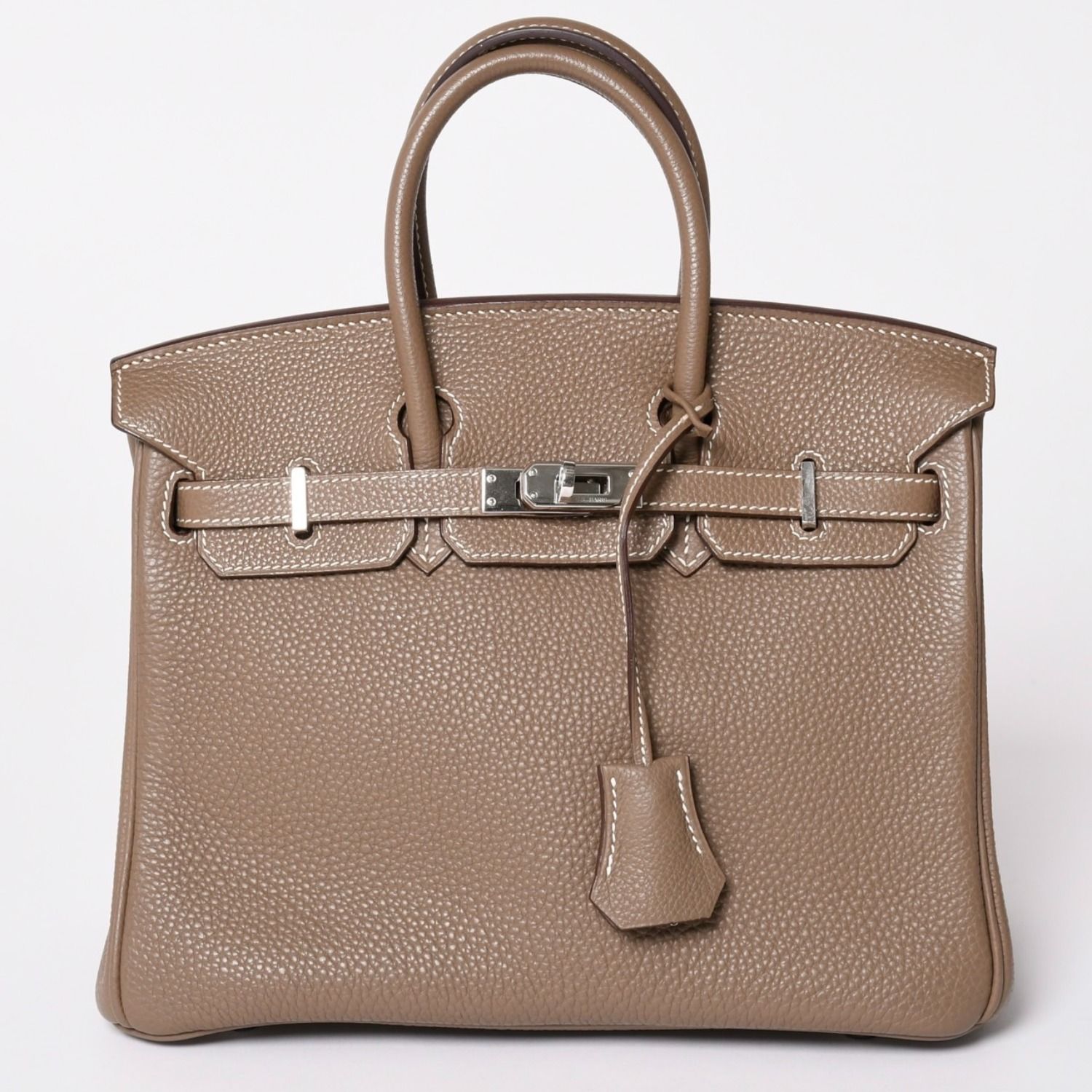 極美品 HERMES エルメス バーキン25 トゴ ハンドバッグ □L刻印 エトゥープ シルバー金具 中古 4a001978