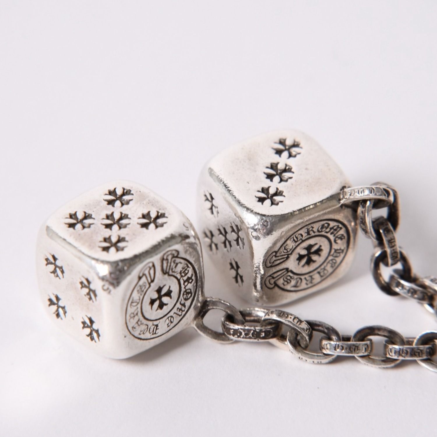 極美品 CHROME HEARTS クロムハーツ DICE DBL KEY CHAIN ダブルダイス