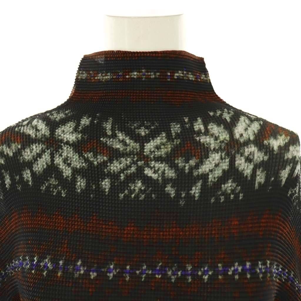 me ISSEY MIYAKE イッセイミヤケ クリスマス柄 長袖カットソー ミーイッセイミヤケ me ISSEY MIYAKE カットソー 長袖 ハイネック 総柄