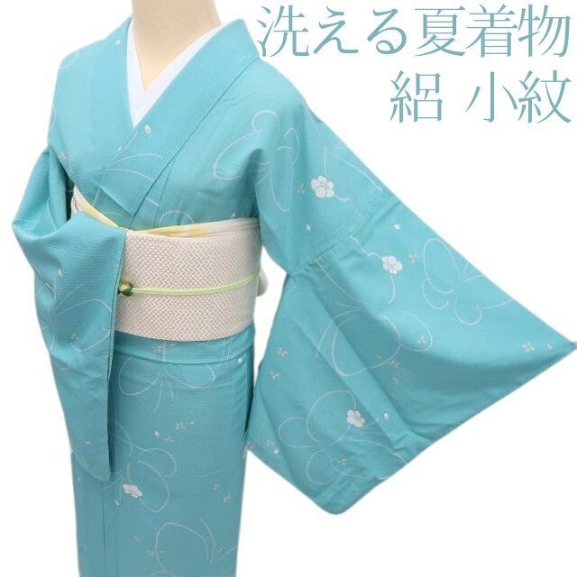 百華❀Y4956◆洗える夏着物 絽 蝶 桜 小紋