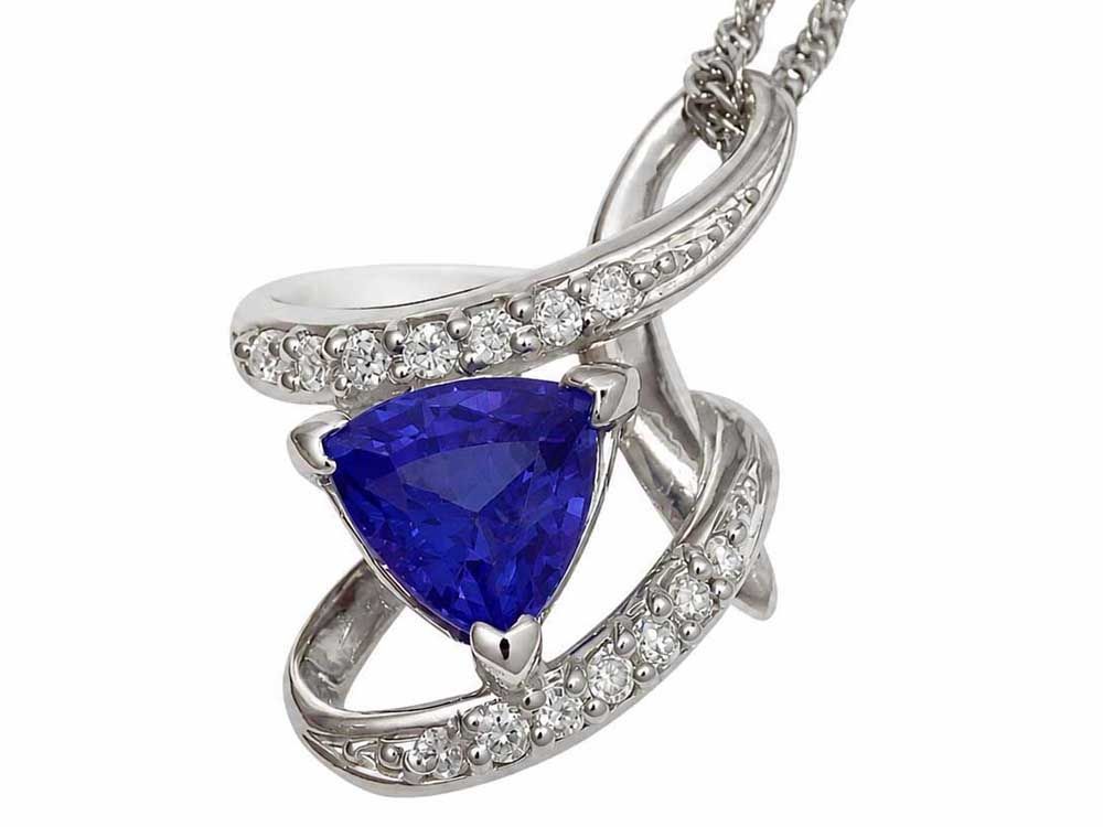 タンザナイト ダイヤモンドネックレス Pt900/850 9.34g GRJソーティング付き　Jewelry Tanzanite1.66ct Dia0.14ct Necklace