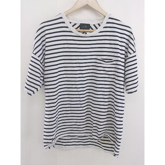 ◇ SLICK スリック ボーダー 半袖 Tシャツ カットソー サイズ1 ホワイト ブラック メンズ 【中古】 【1207010001396】