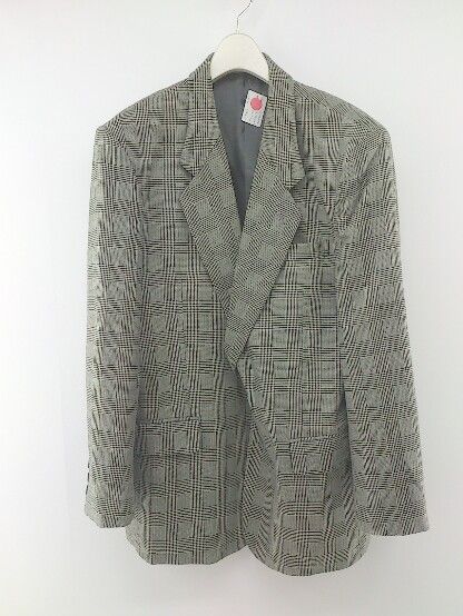D'HOMME A HOMME ドムアオム チェック 2B 長袖 テーラード ジャケット サイズL グレー系 メンズ P  【1207060003609】