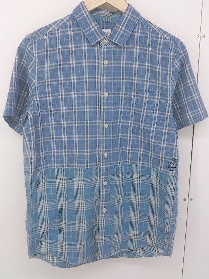 ◇ Design Tshirts Store graniph チェック 半袖 Tシャツ カットソー サイズM ブルー系 メンズ 【中古】 【1207070000551】