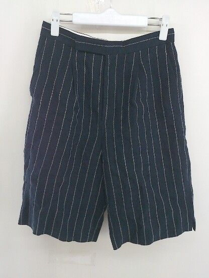 ◇ ADAM ET ROPE アダムエロペ スタライプ リネン100％ ハーフ ショート パンツ サイズ36 ネイビー ホワイト レディース 【中古】 【1207060008093】