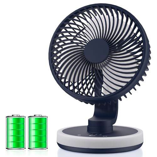 【新品】【2025新登場 極静音&夜灯機能】Tillmulya 卓上扇風機 小型 充電式扇風機 自動首振り 4段階風量 静音 LEDライト付き (ネイビー) e475e2e0