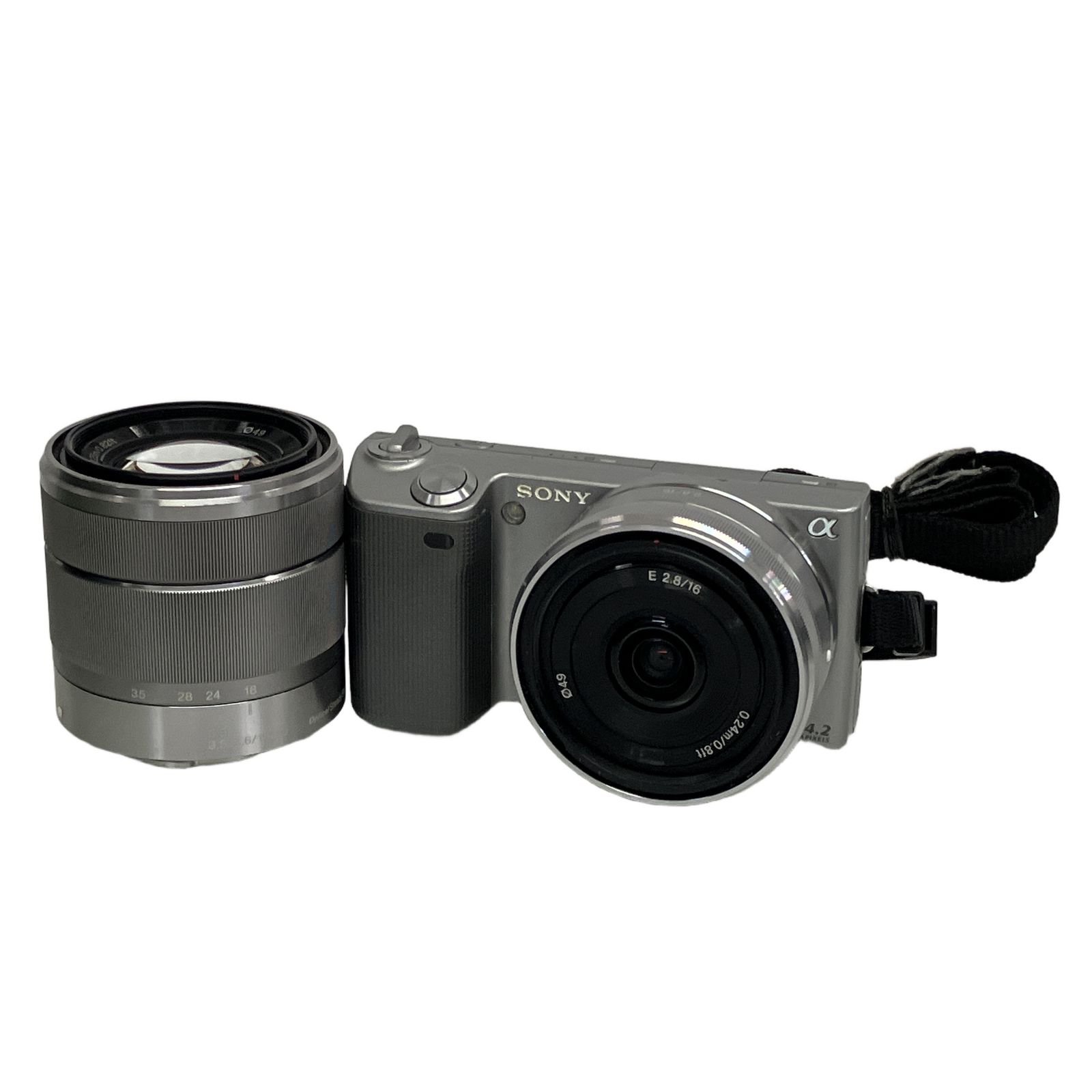 SONY ソニー α NEX-5 ダブルズームレンズキット E 16mm F2.8 E 18-55mm F3.5-5.6 OSS ミラーレス一眼 カメラ 中古 T11207086