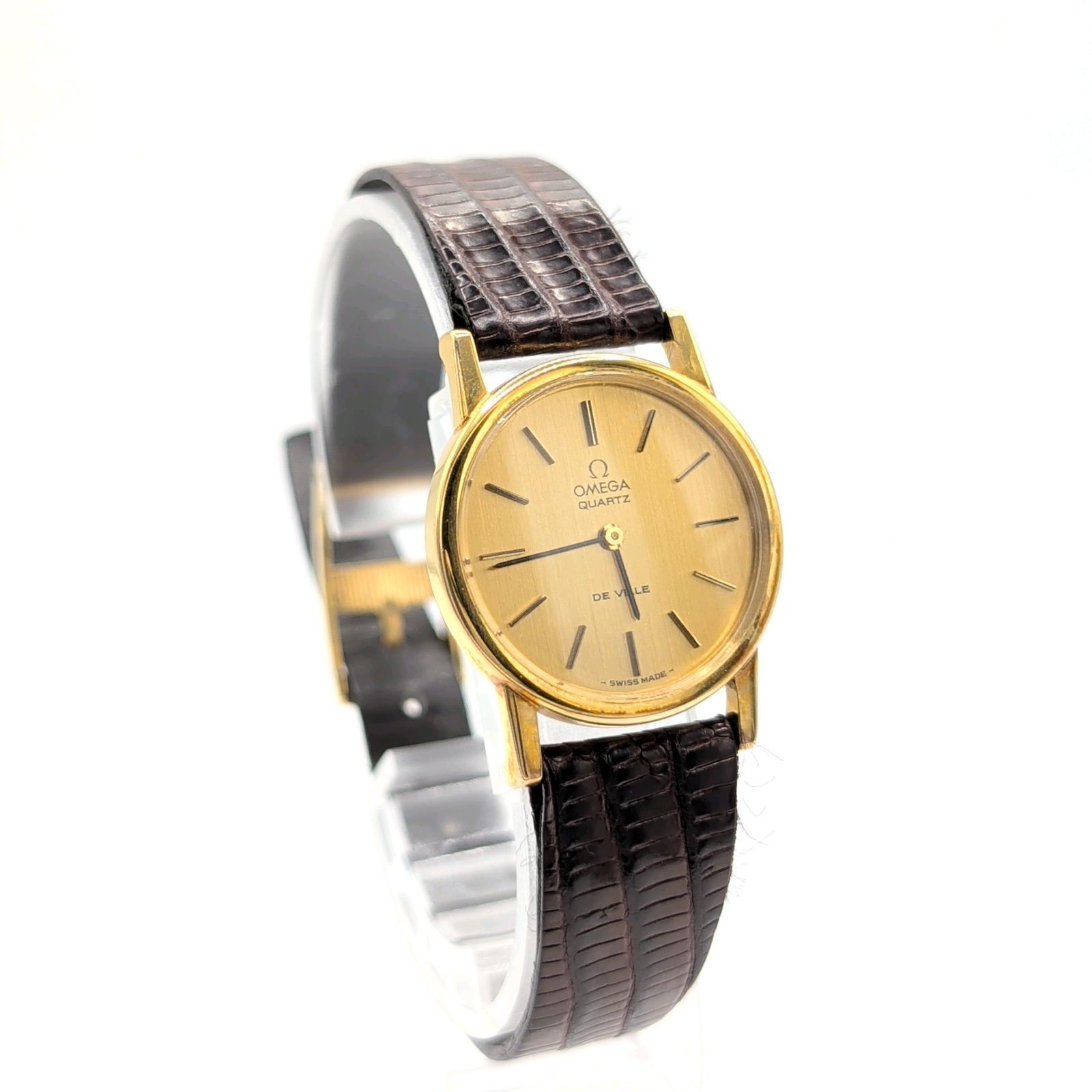 OMEGA De Ville Watch Push-Crown Quartz Ladies Square Gold Gold 
