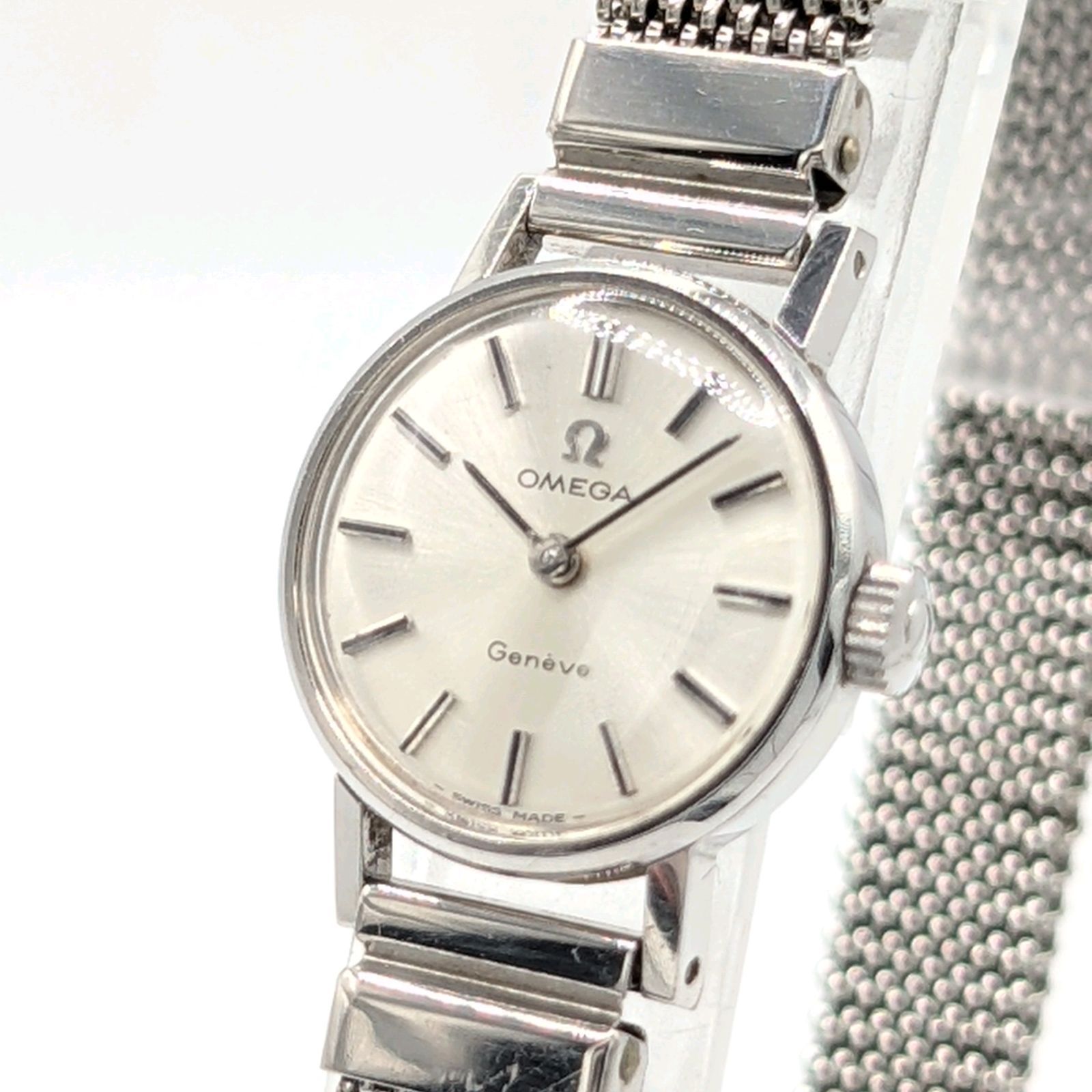 OMEGA Geneve Watch Hand-Winding Ladies Square Silver Y2K 00S オメガ ジュネーブ 時計 手巻き式 レディース スクエア シルバー シルバー文字盤 ラウンド ヴィンテージ 稼働品