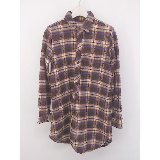 ◇ BEAMS HEART ビームス ハート チェック コットン 長袖 シャツ サイズF ブラウン パープル ベージュ レディース P 【中古】 【1208240004454】