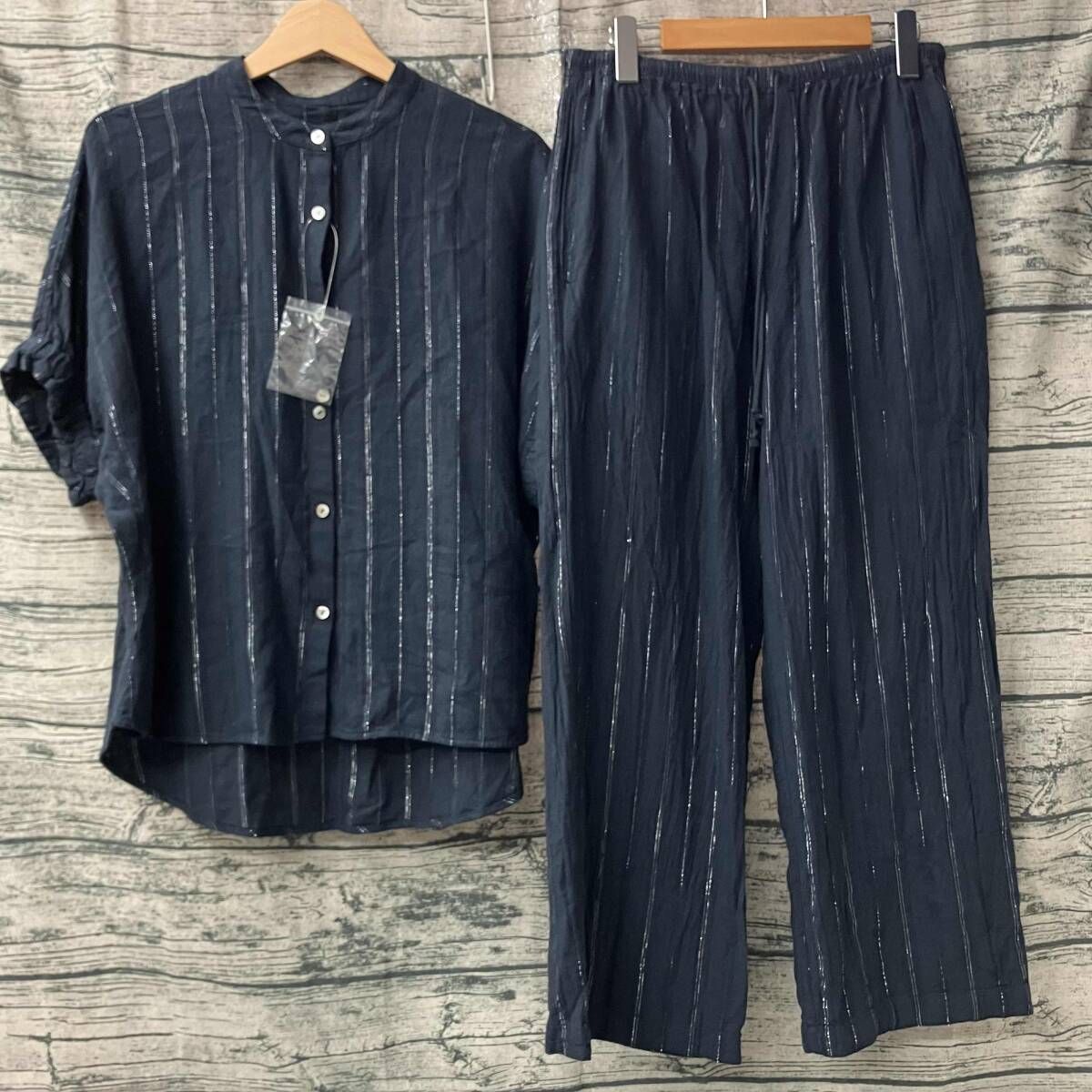 KURASHI and Trips 半袖シャツ 上下セットアップ ネイビー Mサイズ 8,527円
