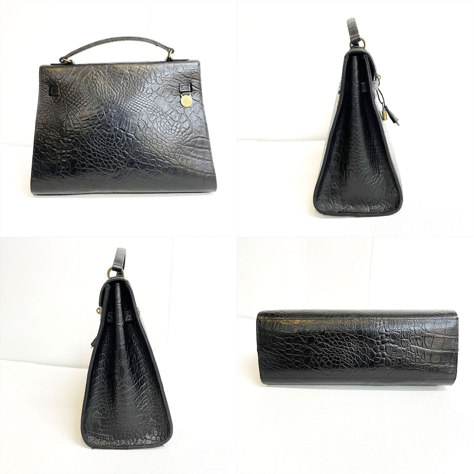 英国製 Mulberry マルベリー レザー クロコ型押し 2way ハンドバッグ 