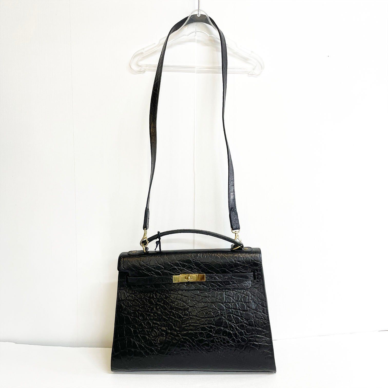 英国製 Mulberry マルベリー レザー クロコ型押し 2way ハンドバッグ 