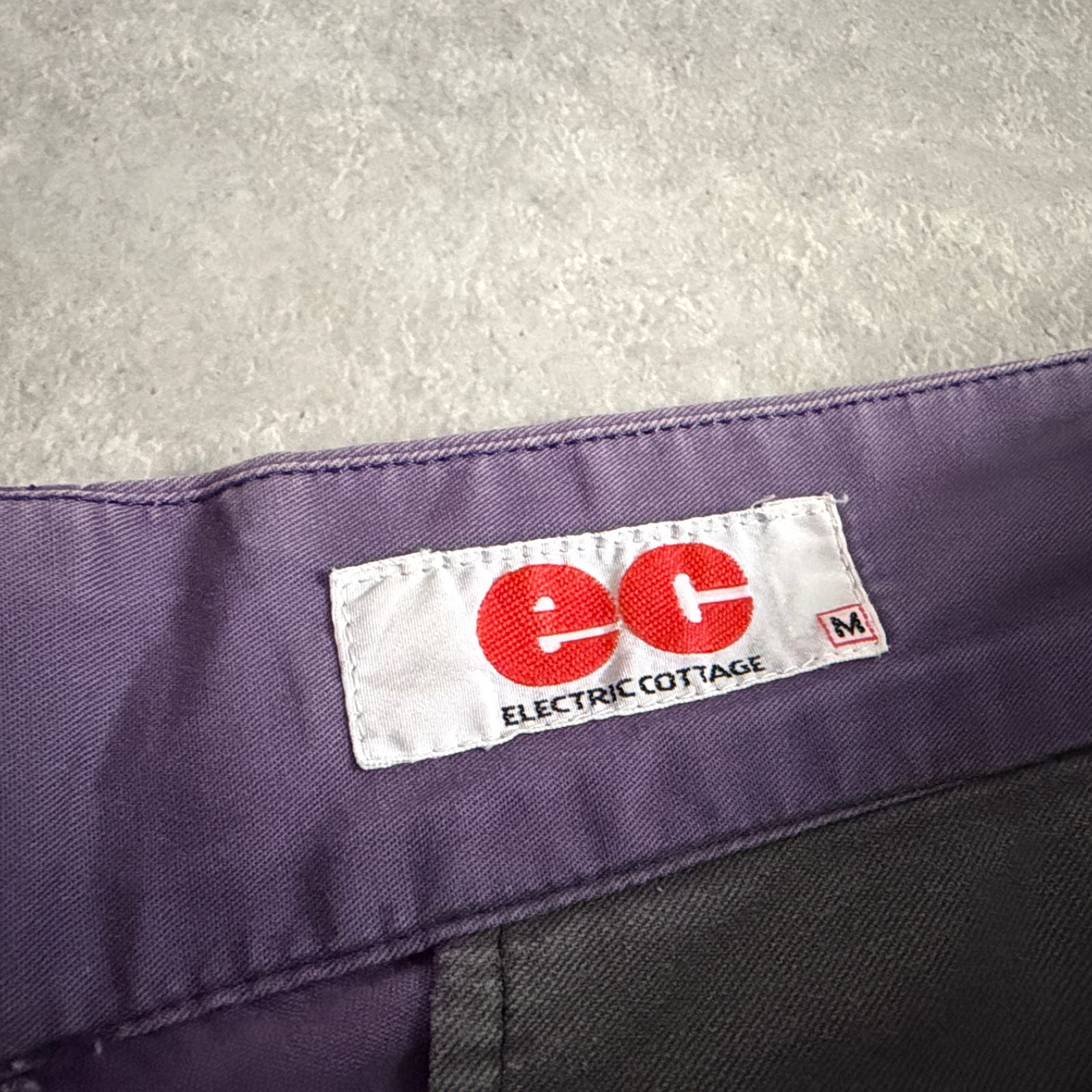 藤原ヒロシ ELECTRIC COTTAGE 90's ナス紺 裾ロゴ刺繍 ワーク パンツ