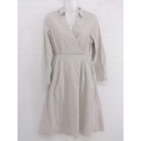 ◇ ViS ビス Vネック 長袖 膝下丈 ワンピース サイズF ベージュ レディース P 【中古】 【1208240007493】