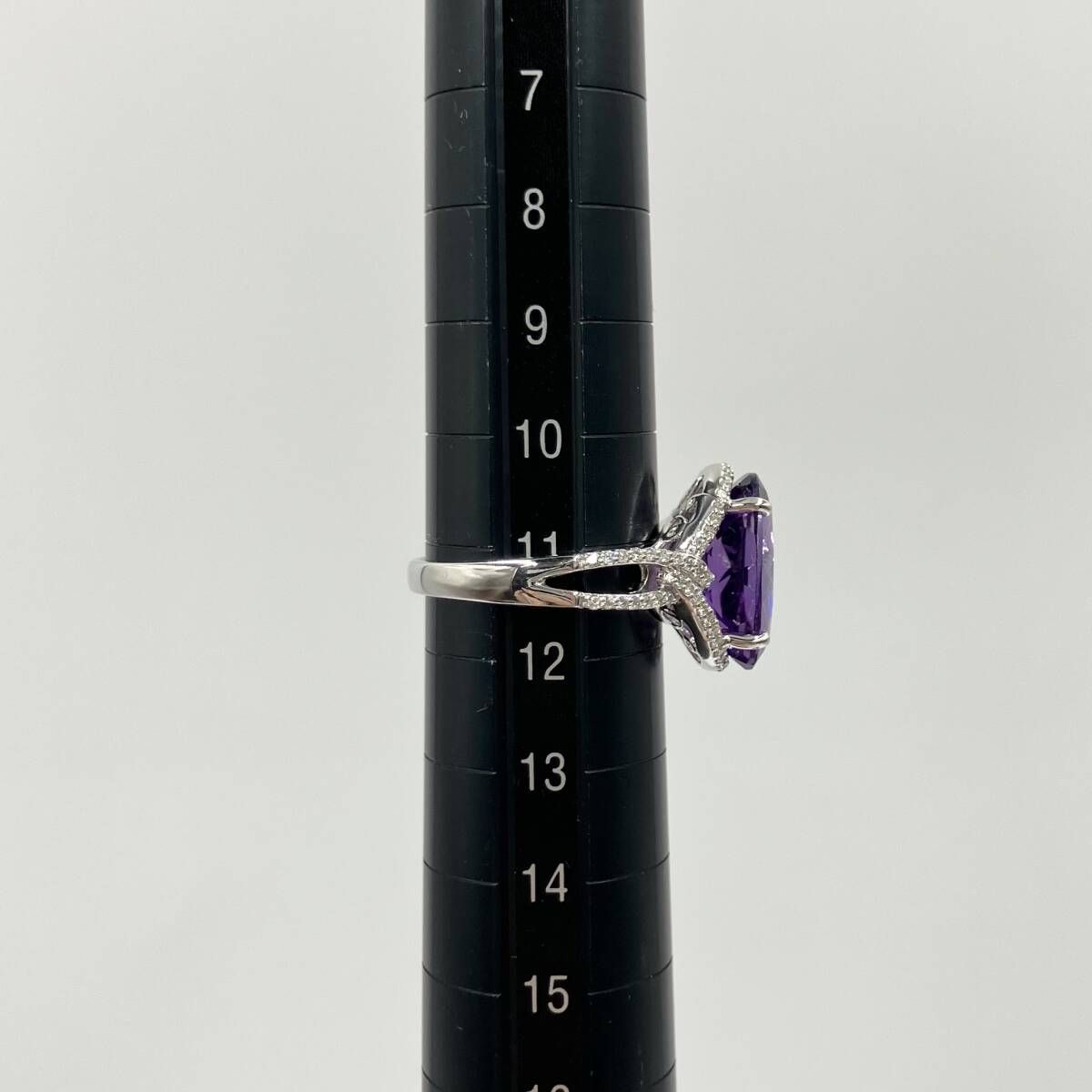 美品】K18WG 4.99・0.23ct 天然アメシスト ダイヤモンド ホワイト